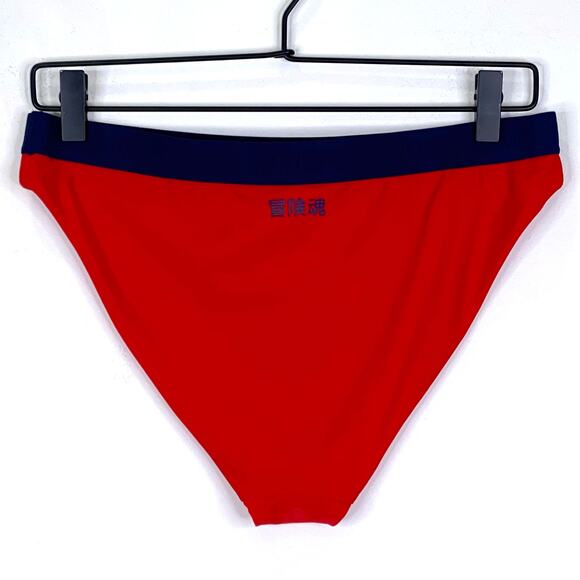 SUPERDRY Sport Bikini Brief Swimsuit Bottom Sz 6 Red Blue Colorblock Lined NWT - Picture 3 of 8